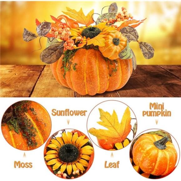 Artificial Pumpkin 8.5 Inch Fake Pumpkin Artificial Vegetable Faux Pumpkin Large - Picture 6 of 6